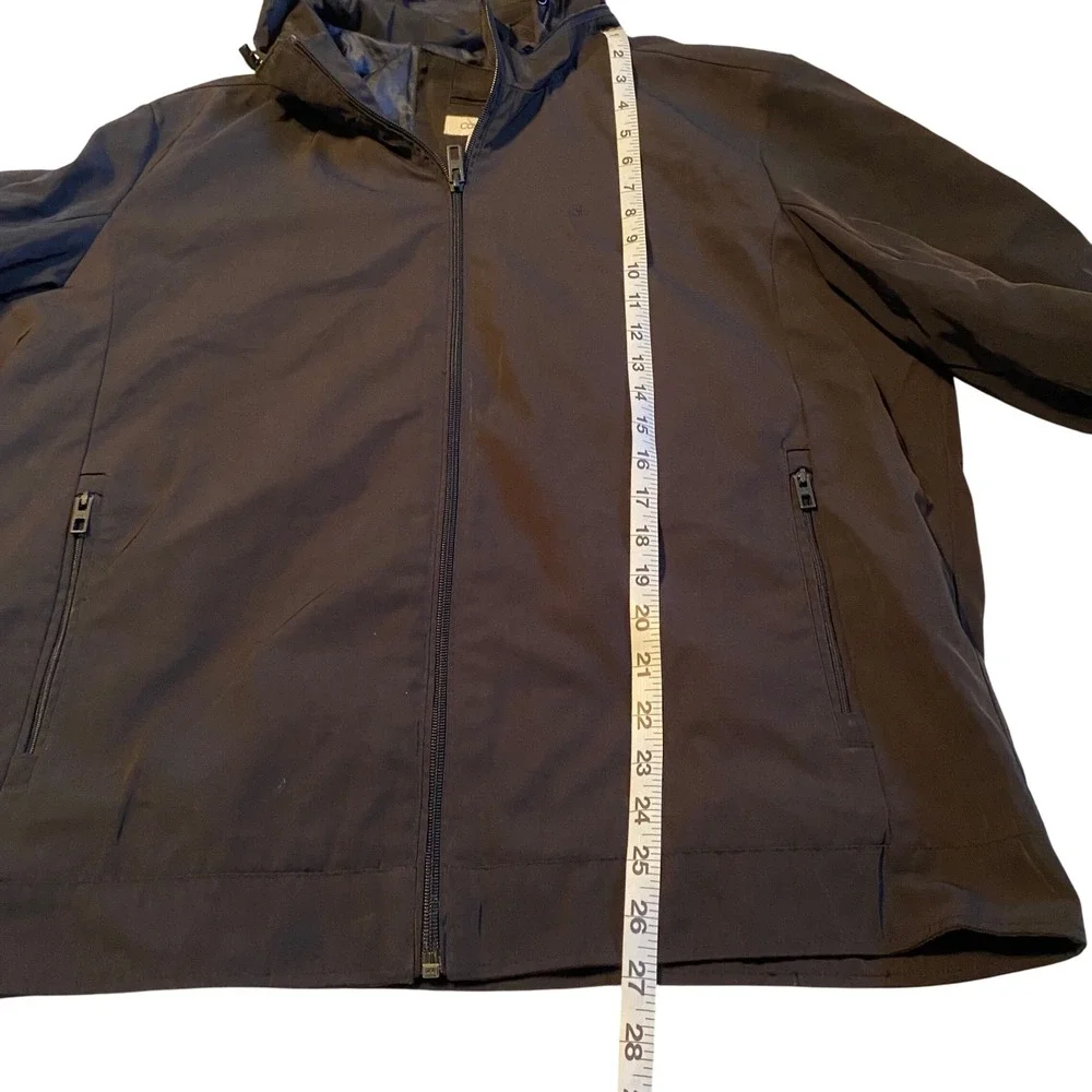 Calvin Klein Hooded Lightweight Jacket Black Zip Front Pockets Men's‎ Size L